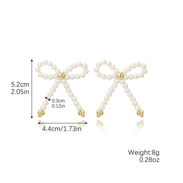 Jewelry Set With Imitation Pearl Beaded Bow Electroplated