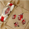 Jewelry Set With Inverted Triangle Design Diamond Frosted Imitation Leather Alloy Material