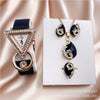 Jewelry Set With Inverted Triangle Design Diamond Frosted Imitation Leather Alloy Material