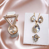 Jewelry Set With Inverted Triangle Design Diamond Frosted Imitation Leather Alloy Material