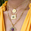 Jewelry Set With Square Pendant Geometric Pattern Stainless Steel Inlaid Zirconium And Electroplating Treatment