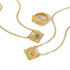 Jewelry Set With Square Pendant Geometric Pattern Stainless Steel Inlaid Zirconium And Electroplating Treatment