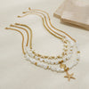 Jewelry Shell Beaded Clavicle Chain Alloy Imitation Pearl Geometric Starfish Electroplated Necklace For Women