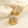 Jewelry Shell Coral Titanium Steel Stainless Steel Electroplated Women's Light Luxury Style Earrings And Ring