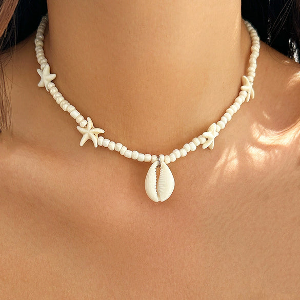 Jewelry Shell Plastic Resin Geometric Star Handmade Ball Chain Women's Necklace