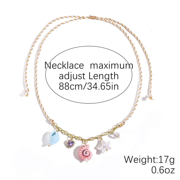Jewelry Shell Starfish Ceramic Small Fish Pendant Hand Knitted Minimalist Women's Clavicle Chain Necklace