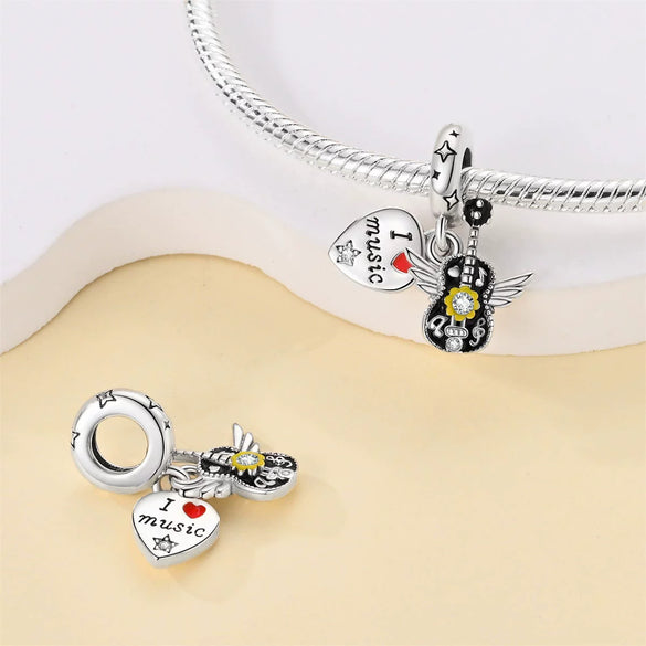Jewelry Shrimp Leather Single Headphone Recording With Guitar Saxophone Pendant Silver Plated Dripping Oil
