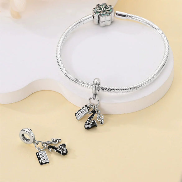 Jewelry Shrimp Leather Single Headphone Recording With Guitar Saxophone Pendant Silver Plated Dripping Oil