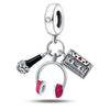 Jewelry Shrimp Leather Single Headphone Recording With Guitar Saxophone Pendant Silver Plated Dripping Oil