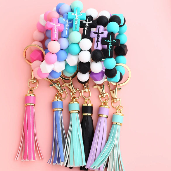 Jewelry Silicone Cartoon Characters Handmade Cross Keychain Rabbit Bag Pendant Bracelet
