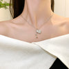 Jewelry Silver Cat's Eye Stone Tassel Purse Pendant O Chain Necklace For Women Titanium Steel Copper Electroplating Light Luxury