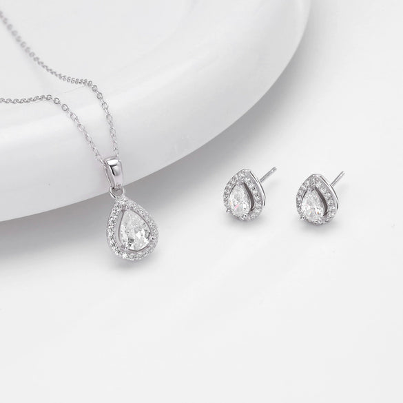 Jewelry Silver Doublelayer Pendant Earrings And Necklace Light Luxury Ochain Electroplating