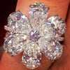 Jewelry Silver Drop Pearshaped Flower Snowflake Ring Electroplated Unisex