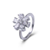 Jewelry Silver Drop Pearshaped Flower Snowflake Ring Electroplated Unisex