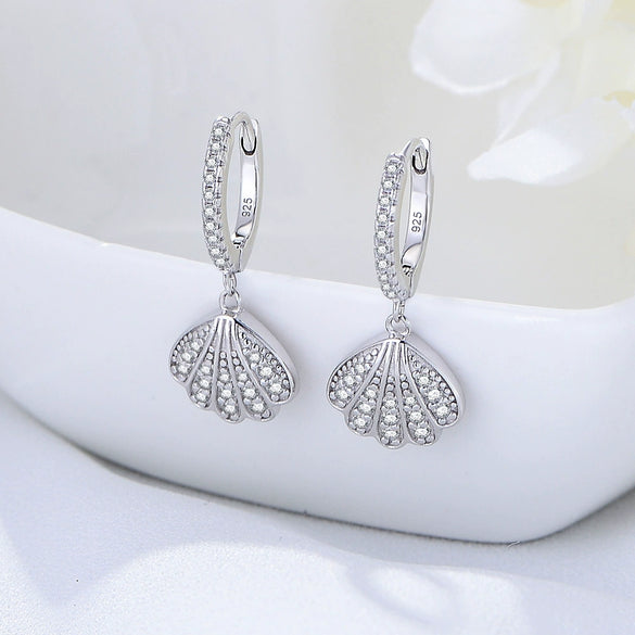 Jewelry 925 Silver Geometric Fanshaped Diamond Earrings For Women