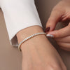 Jewelry Silver Geometric Round Zircon Tennis Bracelet Single Row Elastic Rope Electroplating Hiphop Style