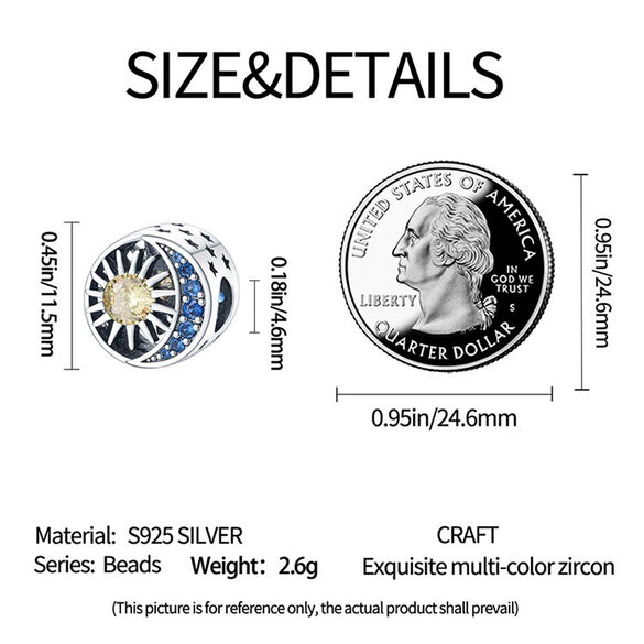 Jewelry Silver Plated Dripping Oil Inlaid Zircon Star Moon Round Beaded Pendant