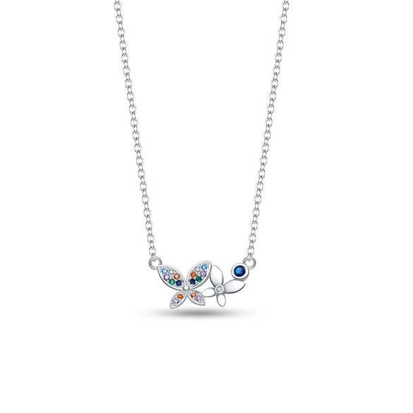 Jewelry Silver Plated Lovely Butterfly Zircon Necklace Light Luxury Women's