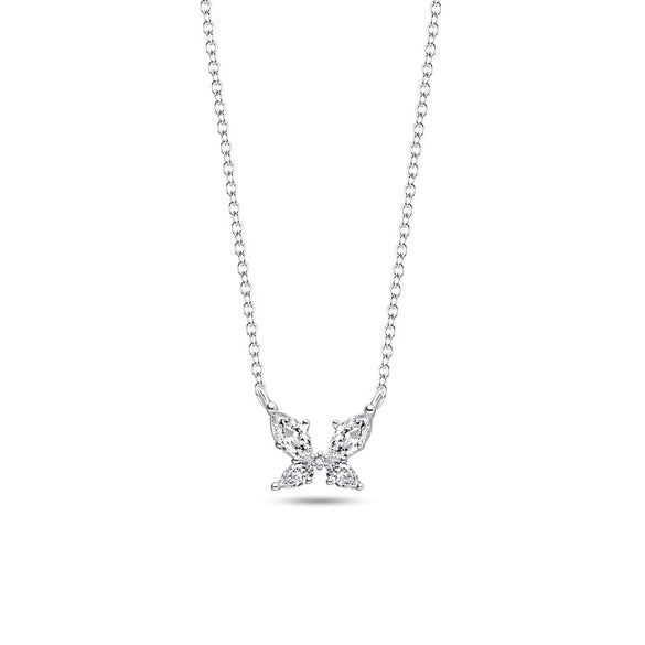 Jewelry Silver Plated Lovely Butterfly Zircon Necklace Light Luxury Women's