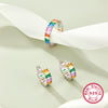 Jewelry Silver 925 Retro Elegant Rectangle Pattern Inlay Zircon Earring Ring Set