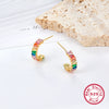Jewelry Silver 925 Retro Elegant Rectangle Pattern Inlay Zircon Earring Ring Set