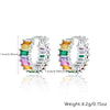 Jewelry Silver 925 Retro Elegant Rectangle Pattern Inlay Zircon Earring Ring Set