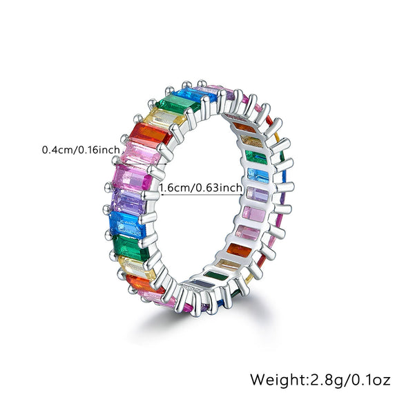 Jewelry Silver 925 Retro Elegant Rectangle Pattern Inlay Zircon Earring Ring Set