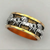 Jewelry Silver Ring With Galloping Wild Horse Geometric Pattern Electroplated