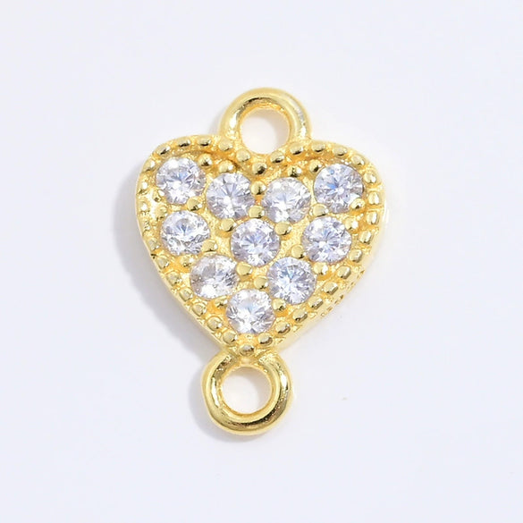 Jewelry Silver 925 Sterling Heartshaped Zirconia Double Pendant
