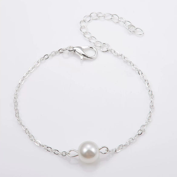 Jewelry Simple Fashion Single Imitation Pearl Chain Bracelet Lady Bracelet