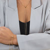 Jewelry Simple Long Tassel Necklace Metal Square Snake Bone Chain Copper Ochain Geometric Electroplated