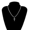 Jewelry Simple Style Alloy Snake Bone Chain Imitation Pearl Cross Pendant Necklace With Diamond Geometric Design For Women