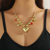 Jewelry Single Layer Multi Pendant Love Necklace Zinc Alloy Heart Shape Flower Geometric Electroplating For Women