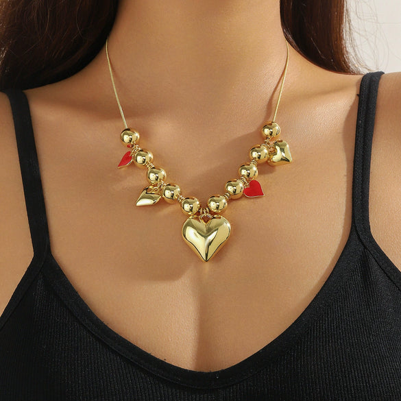 Jewelry Single Layer Multi Pendant Love Necklace Zinc Alloy Heart Shape Flower Geometric Electroplating For Women