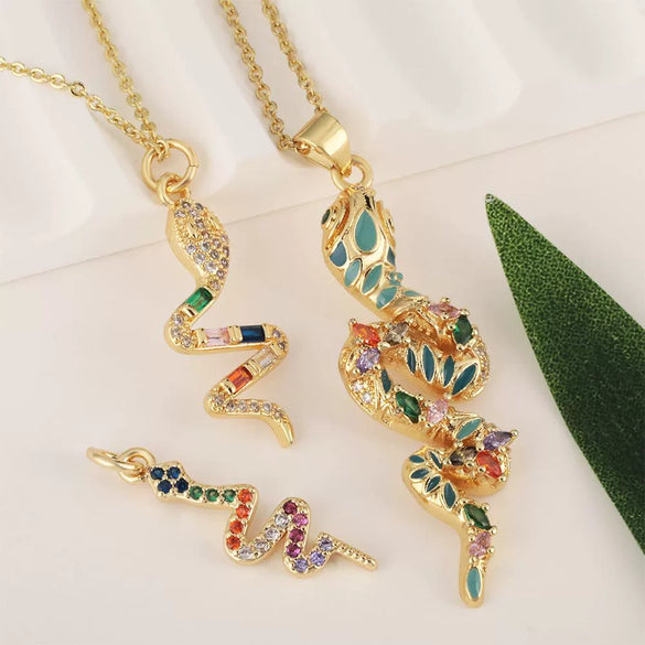 Jewelry Snake Pendant Copper Electroplated Inlaid Zircon Animals Zodiac Women's Fashion