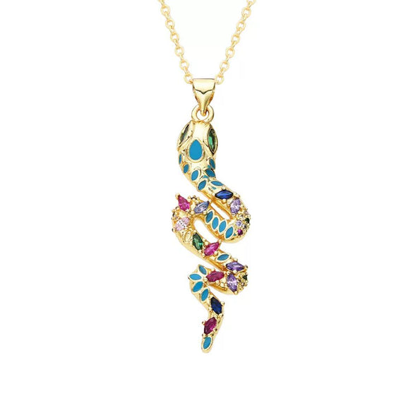 Jewelry Snake Pendant Copper Electroplated Inlaid Zircon Animals Zodiac Women's Fashion