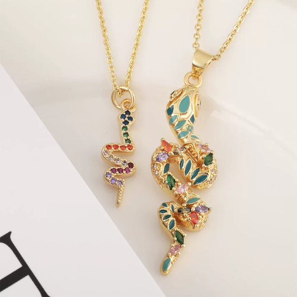 Jewelry Snake Pendant Copper Electroplated Inlaid Zircon Animals Zodiac Women's Fashion