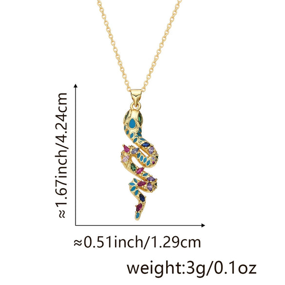 Jewelry Snake Pendant Copper Electroplated Inlaid Zircon Animals Zodiac Women's Fashion