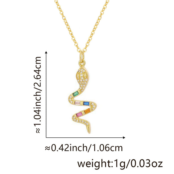 Jewelry Snake Pendant Copper Electroplated Inlaid Zircon Animals Zodiac Women's Fashion