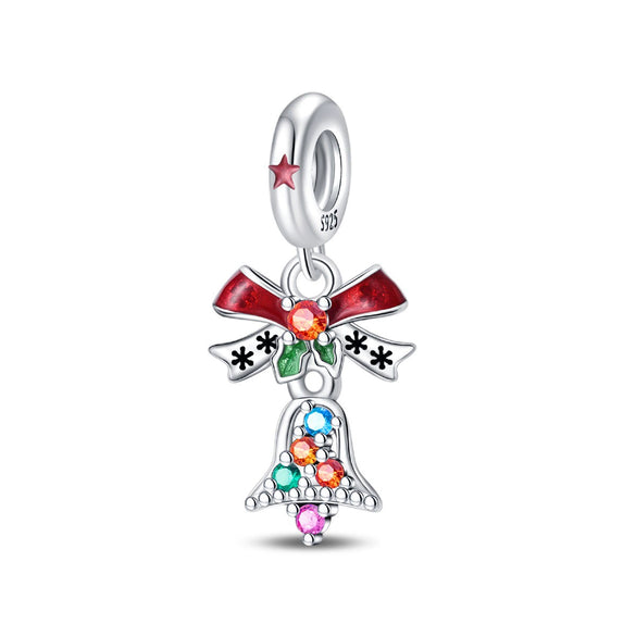 Jewelry Snowflake Christmas Tree Bell Socks Charm Bead Pendant 925 Sterling Silver Dripping Oil Original Design Festival Elements