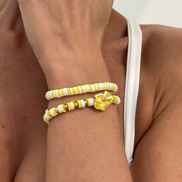 Jewelry Soft Ceramic Bracelet Handmade With Fivepetal Flower Shell Pendant