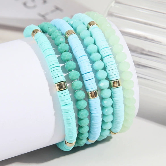 Jewelry Soft Pottery Crystal Beaded Bohemian Geometric Bracelet