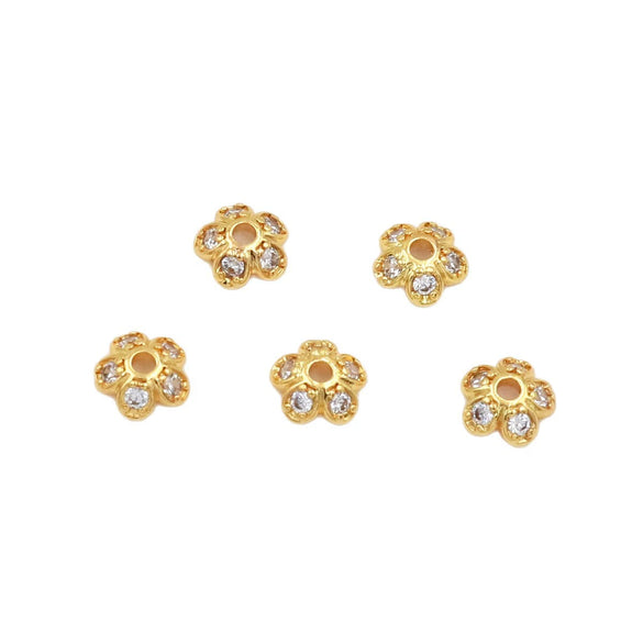 Jewelry Spacer Accessories Copper Electroplated Handmade Five Leaf Flower Holder Zircon Inlaid Bracelet Necklace