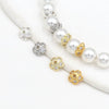 Jewelry Spacer Accessories Copper Electroplated Handmade Five Leaf Flower Holder Zircon Inlaid Bracelet Necklace