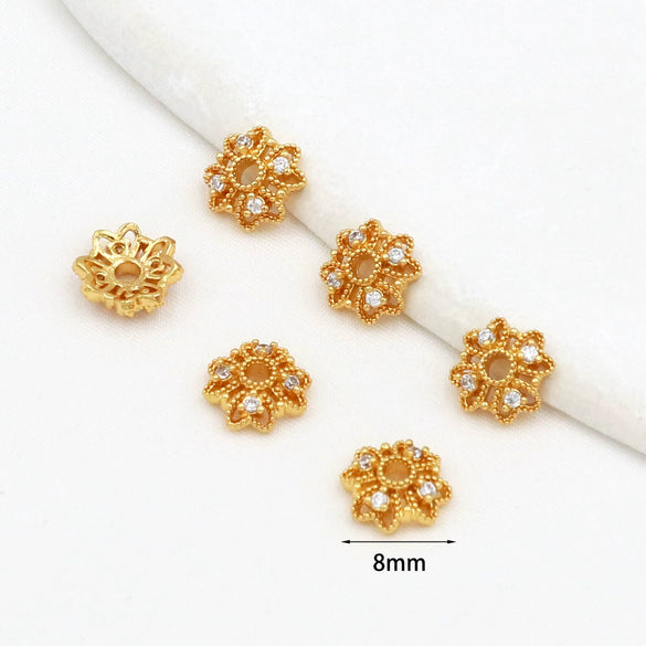 Jewelry Spacer Accessory Copper 18K Goldplated Clover Flower Bead Cap Handmade Diy Bracelet Necklace