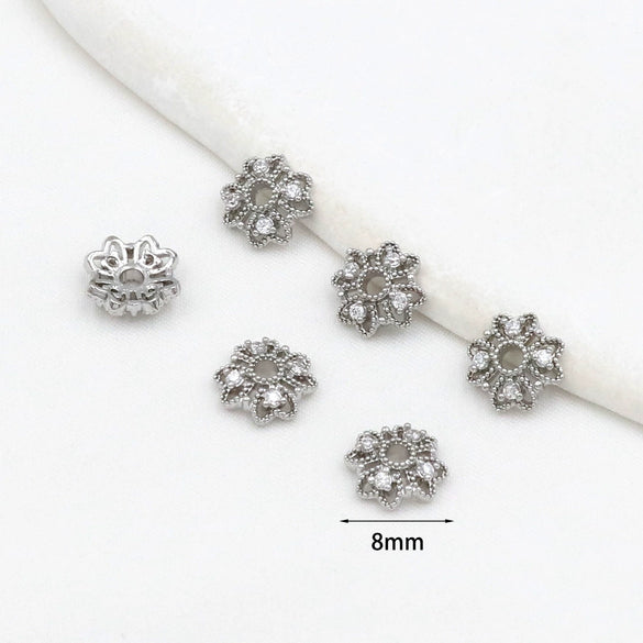 Jewelry Spacer Accessory Copper 18K Goldplated Clover Flower Bead Cap Handmade Diy Bracelet Necklace