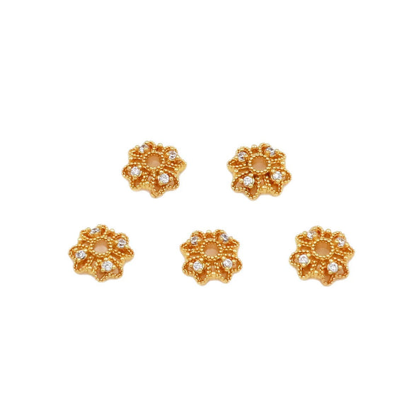 Jewelry Spacer Accessory Copper 18K Goldplated Clover Flower Bead Cap Handmade Diy Bracelet Necklace