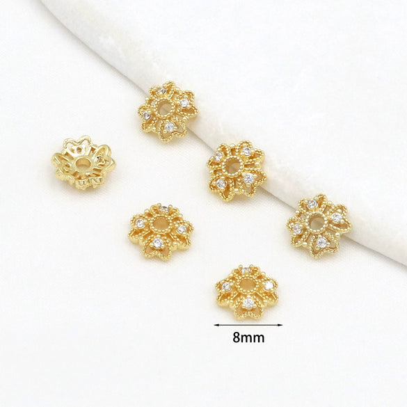 Jewelry Spacer Accessory Copper 18K Goldplated Clover Flower Bead Cap Handmade Diy Bracelet Necklace