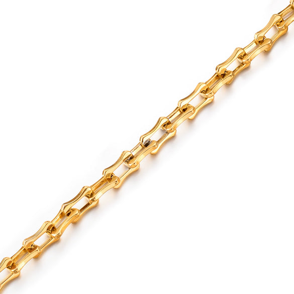 Jewelry Square Bean Shape Stainless Steel Chain Bracelet Anklet 18K Gold Plated Handmade Material