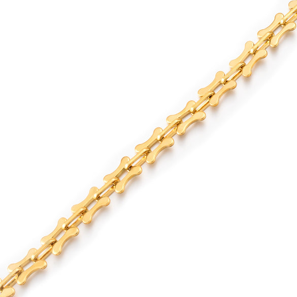 Jewelry Square Bean Shape Stainless Steel Chain Bracelet Anklet 18K Gold Plated Handmade Material